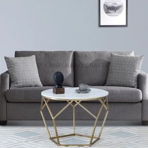 Mesa de centro de metal con base dorada de diseño moderno con tapa de porcelana para muebles de hogar y sala de estar - Product Image 1