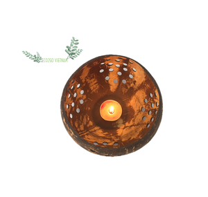 Natural and Polished Coconut <b>Shell</b> Tea <b>Light</b> Candle Holder Star High Quality and Cheap Price From Eco2go Vietnam - Product Image 2