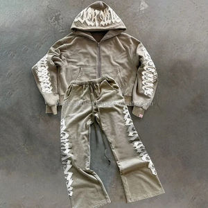 Tracksuit for Man 100% Cotton Hoodie and Jogger Set Cotton Polyester Custom Logo Unisex <b>Jumper</b> Hoodie Set Acid Wash Tracksuits - Product Image 4