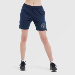 Shorts Cortos Azules para Mujer, Modelo No Limit, con Decoración de Lentejuelas Bordadas, Cierre con Cordón Ajustable, Corte Holgado, en Poliéster y Elastano - Product Image 4