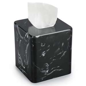 Porte-mouchoirs en résine de qualité supérieure avec un design effet marbre pour un environnement moderne et élégant à la maison ou au bureau - Product Image 5