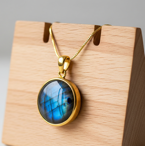 Vêtements quotidiens en argent Sterling 925 chaîne délicate bohème naturel Labradorite forme ovale pendentif guérison cristal pendentifs de mode - Product Image 6