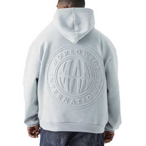 เสื้อฮู้ดสวมหัวแบบลำลองสำหรับฤดูหนาวของผู้ชายโลโก้ออกแบบได้ตามต้องการแบบ3D ผ้าเฟรนช์เทอร์รี่ขนาดใหญ่พิมพ์ลายปักลายนูนสำหรับผู้ชาย - Product Image 6