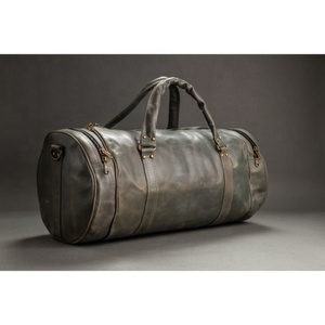 Hot Unisex Travel <b>Duffel</b> <b>Bag</b> High Quality Genuine Leather Fashionable Geometric Zipper Hot Selling Unisex Leather Duffle <b>Bag</b> - Product Image 6