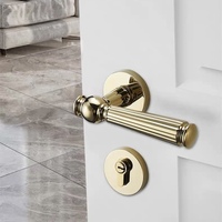 Serrure de porte de chambre dorée style rétro français, poignée magnétique silencieuse pour porte en bois, poignée de porte intérieure divisée pour usage domestique