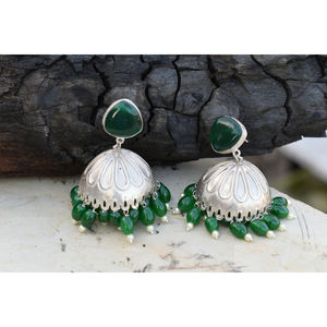 ต่างหูแบบวงกลมขนาดใหญ่ ดีไซน์ใหม่แบบดั้งเดิม ทำด้วยมือ ลักษณะคล้ายเงิน ประดับด้วยหิน สำหรับเด็กผู้หญิงและผู้หญิง - Product Image 1