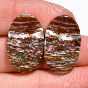 Cabochons de jaspe rose rougeâtre naturel poli, de forme multi-ovale, poire et taille radiant, pour la création de boucles d'oreilles par des designers - Product Image 3