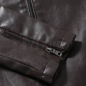 Veste en cuir véritable de haute qualité pour homme, col montant, nouveau style, fermeture éclair, tissu tricoté tendance pour l'hiver, prix abordable - Product Image 5