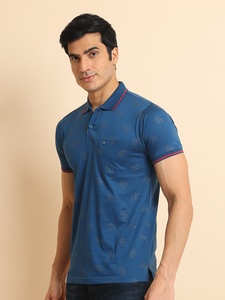 Camiseta de hombre de algodón 100% mercerizado de moda para cuello de Polo media manga con estampado de moda elegante cómodo Regular Fit Versati - Product Image 4