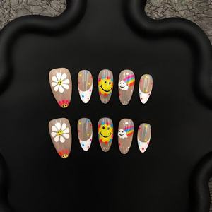 Set di chiodi da bara di lusso Aura Chic con unghie finte lunghe quadrate modello in stile francese nudo - Product Image 2