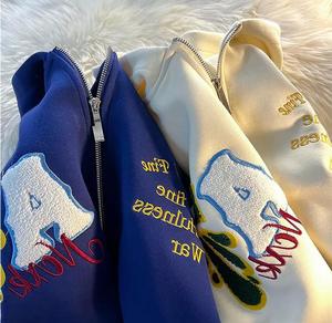 Sweat à capuche zippé d'hiver de qualité supérieure Sweat-shirt brodé personnalisé avec design 100% coton Sweats à capuche et sweatshirts unisexes zippés - Product Image 3