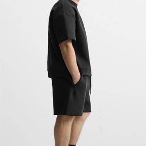 Ropa informal de verano, camiseta de dos piezas y pantalones cortos, traje personalizado, Conjunto de camiseta y pantalones cortos de 2 piezas con cordón de cintura alto - Product Image 3