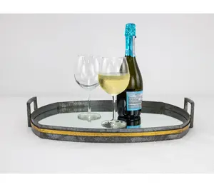 ถาดโลหะหรูหราทำมือสำหรับตกแต่งภายใน ถาดดีไซน์เนอร์สำหรับงานเลี้ยงบุฟเฟ่ต์ จานเสิร์ฟ ปลอดภัยจาก Zahid Exports - Product Image 1