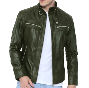 High Quality Genuine Leather Breathable Stand Collar <b>Vintage</b> Style Custom Zipper Closure Winter Men's Leather <b>Jacket</b> - Product Image 1