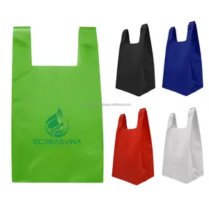 Sacola não tecida amigável promocional dos sacos do t-shirt de Eco com logotipo impresso costume