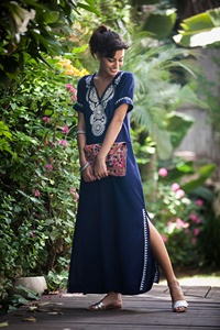 Vestido largo polinesio de lujo con cuello en V personalizado, vestido Floral ahumado bohemio informal, Media manga, la mejor calidad, vestido Maxi modesto 2025 - Product Image 5