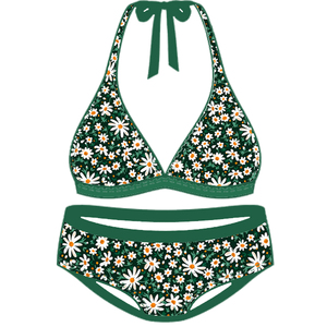 Ropa deportiva Conjunto de bikini de una pieza de color sólido de 2 piezas Pantalla Impresión digital Sublimación Traje de baño y baño para ropa de playa - Product Image 2