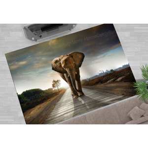 Alfombra con Estampado de Elefante: Alfombra de Chenilla con Diseño de Animales Salvajes para Decoración de Oficina, Alfombra de Tapiz - Product Image 4