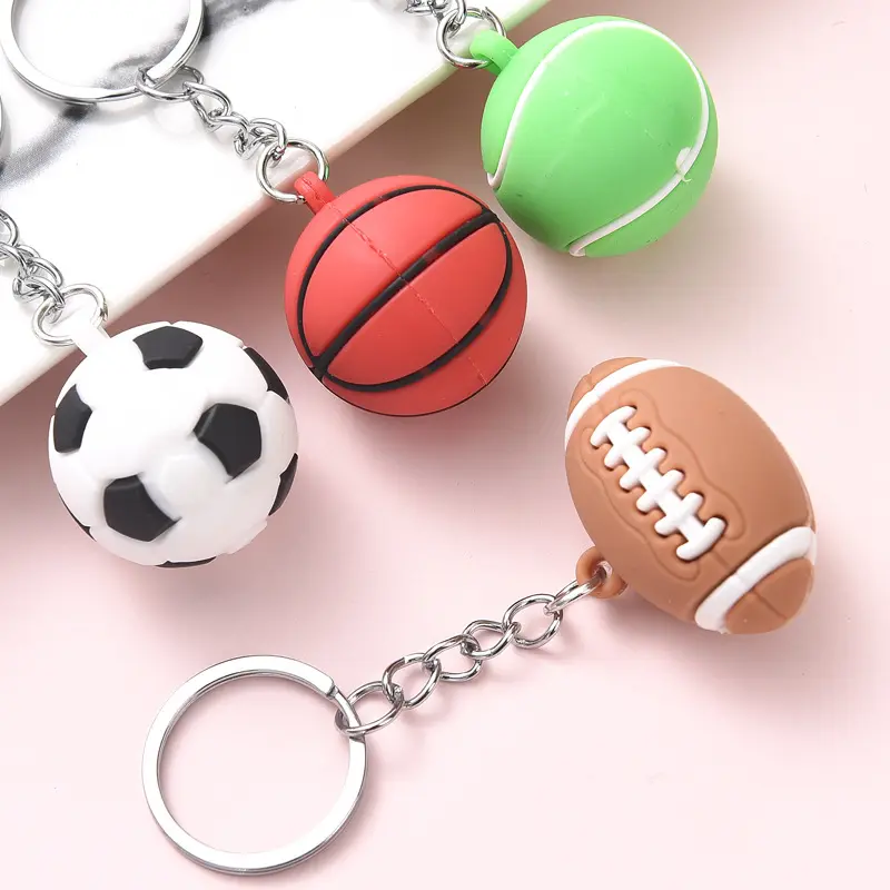 Sıcak promosyon özel 3D plastik futbol rugby basketbol anahtarlık Rugby anahtarlık spor anahtarlık özel Logo futbol anahtar zincirleri