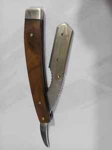 Rasoir de barbier en bois et acier inoxydable de couleur de marque privée de couleur naturelle - Product Image 2