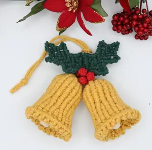 Campana di natale Macrame di alta qualità di vendita calda con foglia d'acero blu per la decorazione di natale nuovo design 2023