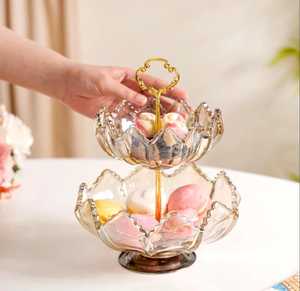 Centro de mesa de exhibición de mesa de 2 niveles de vidrio transparente moderno para Buffet, fiesta y suministro de decoración del hogar - Product Image 6