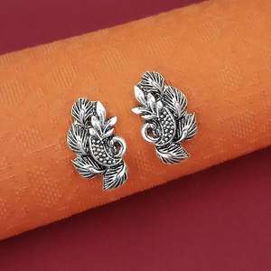 Jeweljunk 1316011 Boucles d'oreilles plaquées oxydées Design géométrique à la mode Perle de diamant pour fiançailles Fête d'anniversaire de mariage - Product Image 1