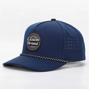 Gorra de béisbol de Golf con parche de goma personalizada al por mayor, 5 paneles de secado rápido a prueba de agua, Agujero cortado por láser, rendimiento perforado - Product Image 1