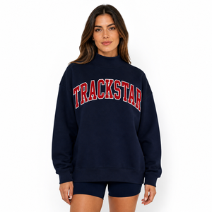 เสื้อสเวตเชิ้ตคอเต่าทรงหลวมสำหรับผู้หญิง Forest Green Trackstar Letter รุ่น TSI-MN-008 ทำจากผ้าฝ้าย - Product Image 6