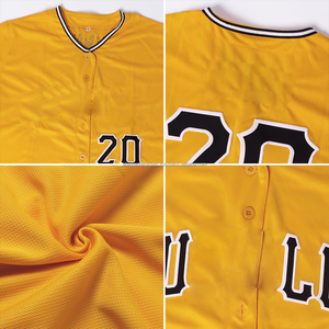 เสื้อเบสบอลและซอฟต์บอลสีดำสีขาวพิมพ์ซับลิเมชัน2024สีทองออกแบบได้ตามต้องการ - Product Image 3