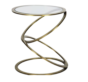 Accent Round Coffee <b>Table</b> Home Decor Living Room Farmhouse Country <b>Vintage</b> Furniture Gold Finished Side <b>Table</b> - Product Image 2