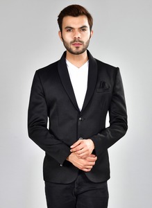 เสื้อเบลเซอร์สีดำสำหรับผู้ชายทรงเข้ารูป สไตล์หรูหรา สำหรับงานแต่งงาน งานองค์กร และงานปาร์ตี้ มีจำหน่ายโดยตรงจากโรงงาน - Product Image 2