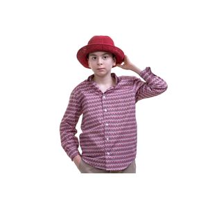 <b>Red</b> Floral Exve Itayan Collar Kids Shirt - Product Image 1