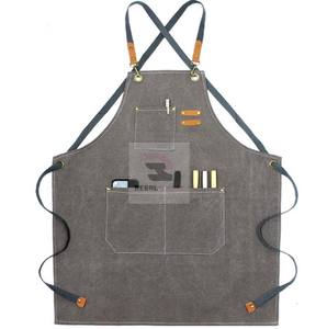 ผ้ากันเปื้อนสำหรับช่างตัดผมกระเป๋าอเนกประสงค์กันน้ำผ้าฝ้ายและผ้ายีนส์สายหนังใช้ได้จริงและทนทาน - Product Image 2