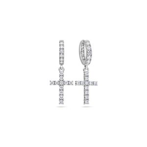 Round Moissanite <b>Cross</b> Drop <b>Earrings</b> - Product Image 5