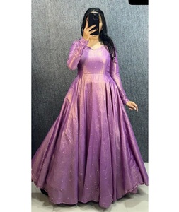 Most Attractive Women Wear Banarasi <b>Tissu</b> Anarkali Long Gowns for <b>Wedding</b> and Festival Wear Kurtis with Fancy Dupatta for Women - Product Image 1