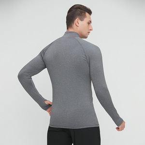 Col montant fermeture éclair sport séchage rapide entraînement hommes printemps course en plein air entraînement décontracté collants à manches longues hommes T-shirt - Product Image 4