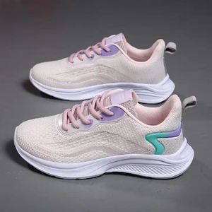 Women's Casual Running <b>Shoes</b> 2026 New Soft Sole Flying Woven Sports Lace-Up Plaid Colorblock Comfortable - Product Image 4