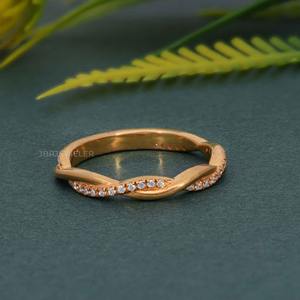 ได้รับการรับรองตามต้องการจาก VVS Lab ที่ปลูกเพชร14K แหวนแต่งงานสีทองล้วนเครื่องประดับแฟชั่น - Product Image 4