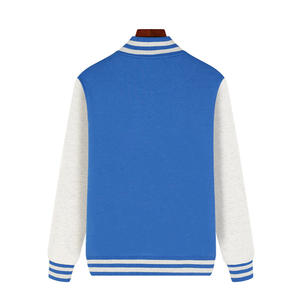 Vestes d'université en laine à logo personnalisé pour hommes avec col montant, manches longues, vêtements d'hiver respirants délavés de grande taille - Product Image 3