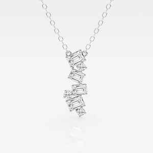 Pendentif en diamant Moissanite Cascade avec diamant rond taille émeraude pour fêtes de mariage ou cadeaux Pendentifs et breloques de mode - Product Image 4