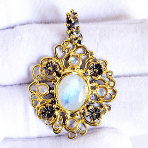 Nueva llegada de alta calidad sólido 925 joyería de plata esterlina Arco Iris piedra lunar piedra preciosa colgante joyería fina para mujeres y niñas - Product Image 5