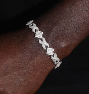 Piedra multicolor de moissanita helada completa, pulsera de hip hop, pulsera de eslabones cubanos de Plata de Ley 925 unisex, probador de diamantes - Product Image 1