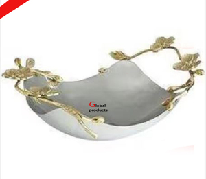 Bol de service de nourriture et de salade de forme ronde en aluminium en métal fini doré au look royal pour restaurant d'hôtel - Product Image 5