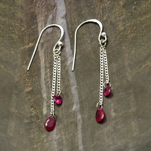 Precio al por mayor de alta calidad, Pendientes colgantes de lujo de Zirconia cúbica de rubí de Plata de Ley 925 para mujer y niña, joyería hecha a mano - Product Image 2