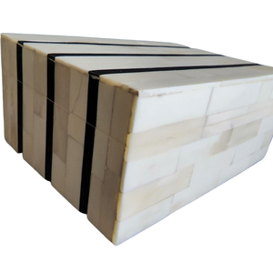 Caja de joyería con incrustaciones de hueso a la moda, caja de regalo decorativa de diseño antiguo para el hogar y el hotel para fiestas de boda a la venta. - Product Image 2