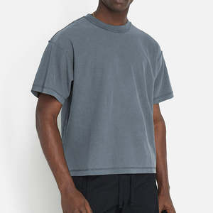 Camisetas recortadas lavadas de gran tamaño con hombros caídos Vintage de algodón pesado con logotipo personalizado al por mayor para hombre, s - Product Image 4