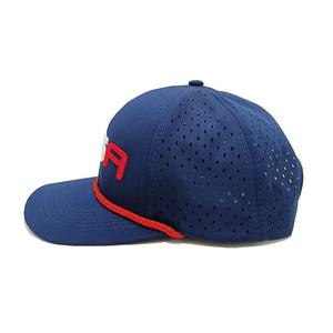 Casquette de baseball de style de rue avec logo brodé personnalisé avec détail de corde découpée au laser Casquette à profil moyen Couvre-chef de sport OEM du Vietnam Gorras - Product Image 3