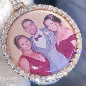 Custom Luxury Moissanite Memory Pendant with Custom <b>Picture</b> 925 Silver Hip Hop Style 18K Gold Plated - Product Image 3