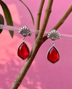 Pendiente de cristal de rubí de Plata de Ley 925, pendiente de aspecto hermoso y clásico, pendiente de plata y cristal de Rubí, regalo para ella - Product Image 1